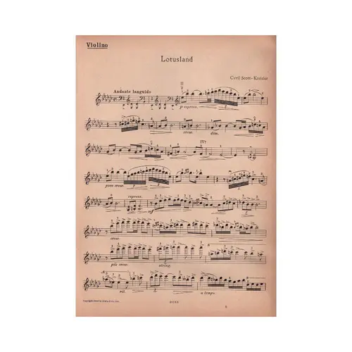 Lotusland fur violine und klavier (Edição Antiga)