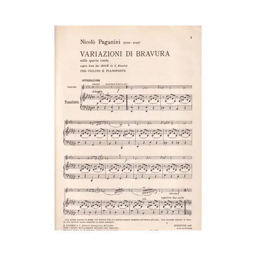 Variazioni Di Bravura Sulla Quarta Corda - Exemplar Antigo