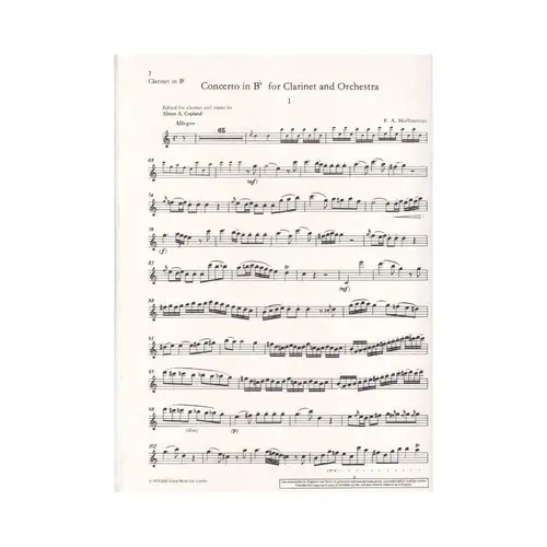 Concerto B-Dur For Clarinet And Orchestra