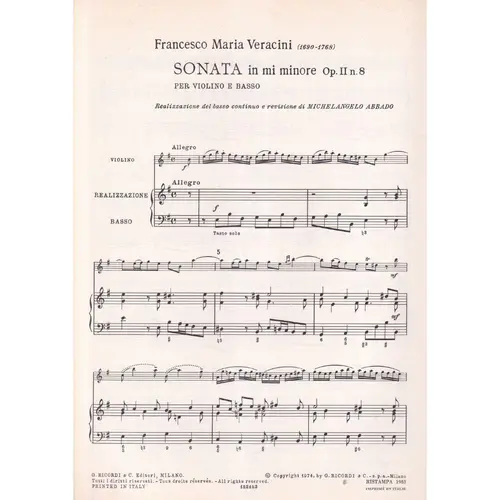 Sonata In Mi Minor - Op. II  N.8
