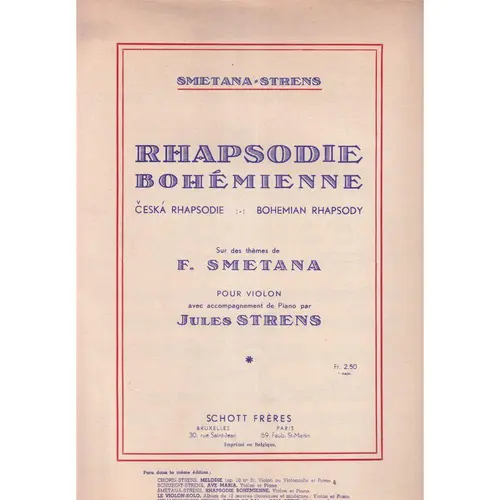 Rhapsodie Bohemienne Sur Th. De Smetana  (Edição Antiga)