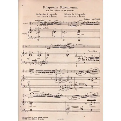 Rhapsodie Bohemienne Sur Th. De Smetana  (Edição Antiga)