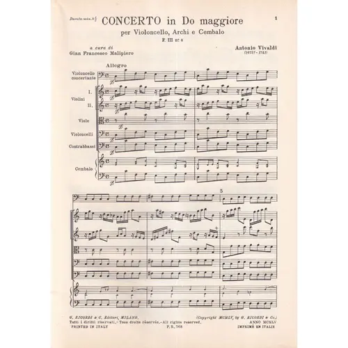 Concerto In Do Mag - Tomo 218 - F.Iii N.8  (Pr 768)