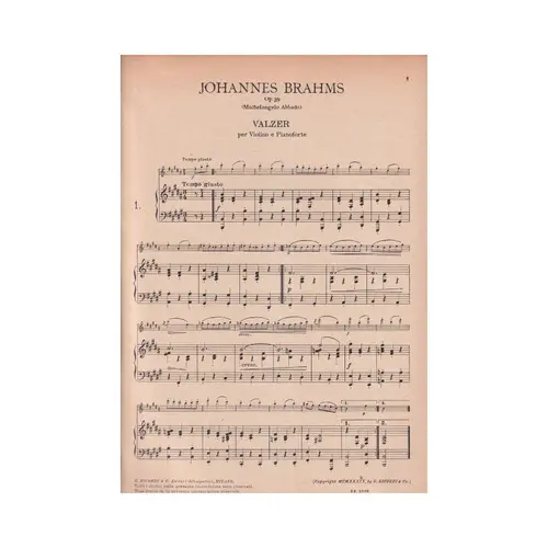 Valzer Per Violino - Op.  39  (Edição Antiga)