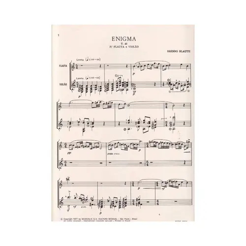 Enigma Para Flauta E Violao -T 49