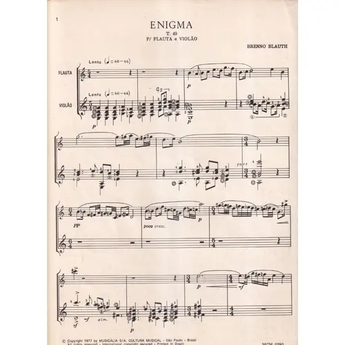 Enigma Para Flauta E Violao -T 49