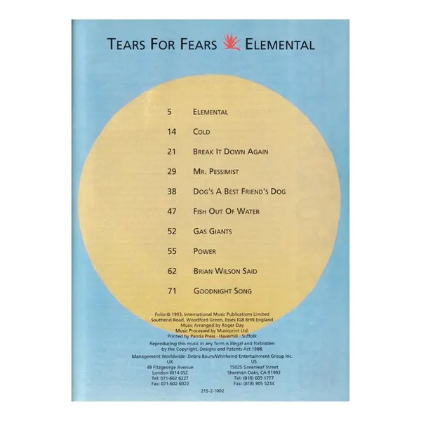 Tears For Fears - Elemental