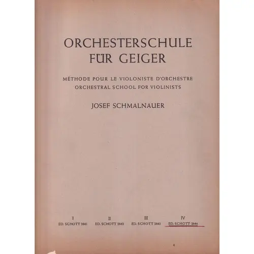 Orchesterschule Fur Geiger - Vol.4  (Edição Antiga)
