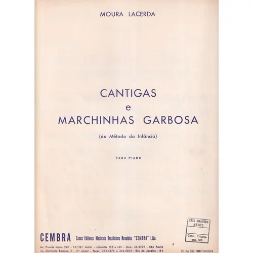 Cantigas E Marchinhas Garbosa  (Edição Antiga)