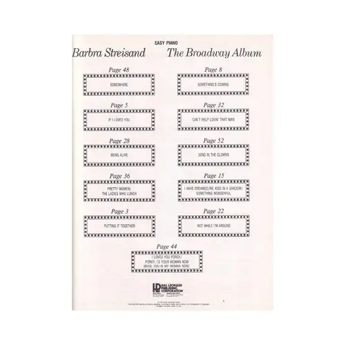 The Barbara Streisand - Broadway Album  - Piano