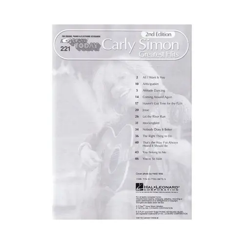 Carly Simon Greatest Hits - Ez Play Today 313