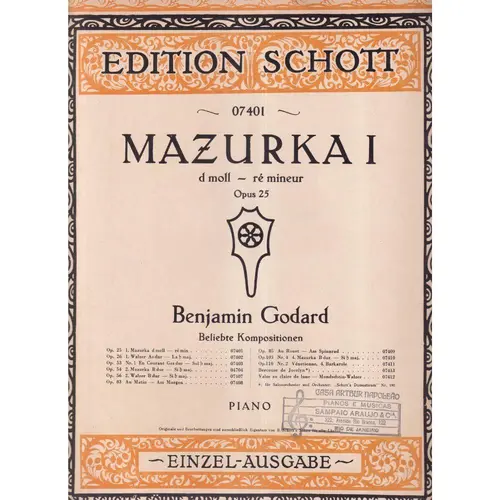Mazurka I D Moll - Op. 25  (Edição Antiga)