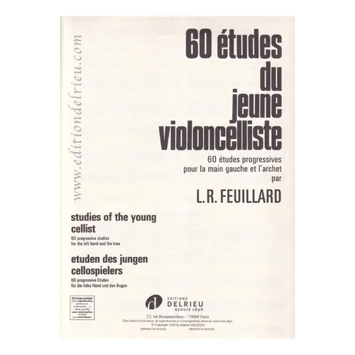 60 Etudes Du Jeune Violoncelliste