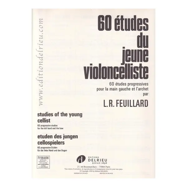 60 Etudes Du Jeune Violoncelliste