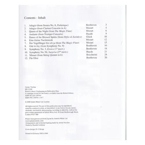Classical Play-Along Violin - Schott Master Play-Along Series