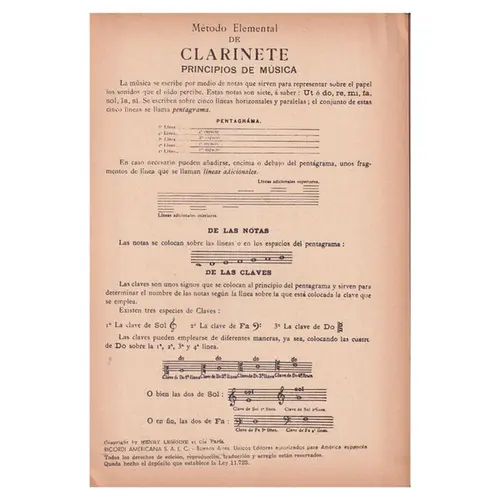 Método Para Clarinete - Exemplar Antigo