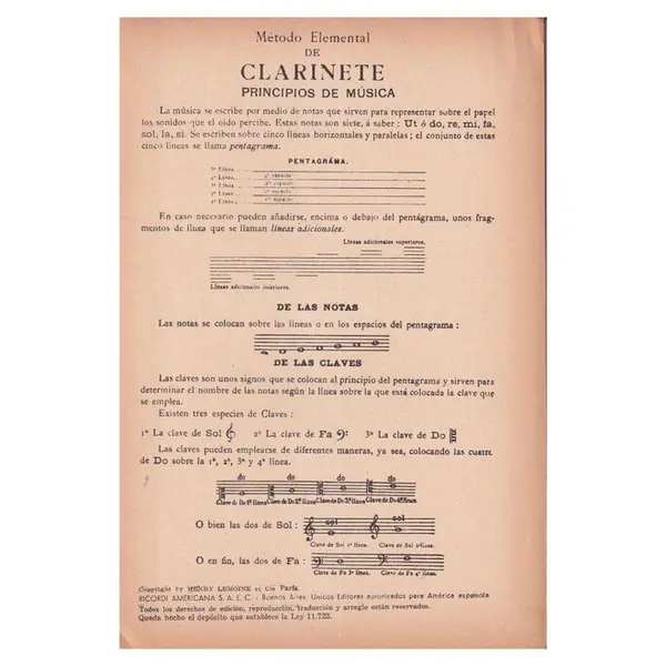 Método Para Clarinete - Exemplar Antigo