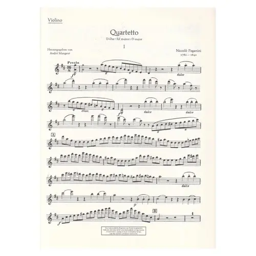 Quartet D Major - Set Of Parts