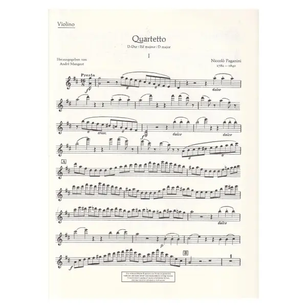 Quartet D Major - Set Of Parts