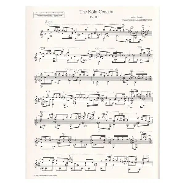 The Koln Concert Part Iiic Transcribed For Guitar