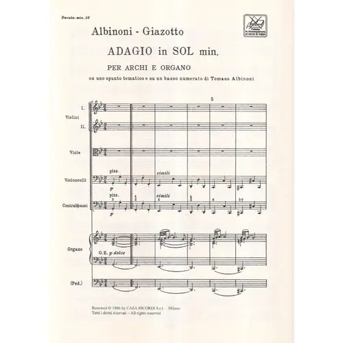 Adagio In Sol Minore (Cordas e Orgão)