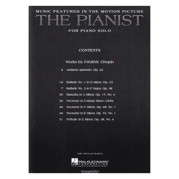 The Pianist - Music Featured In The Motion Picture - Nine Pieces by Frédéric Chopin for Piano Solo