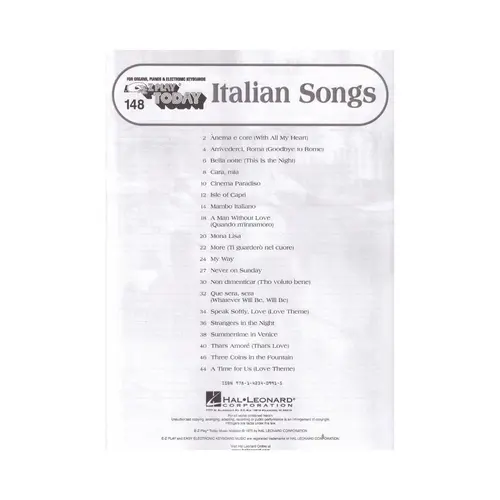 Italian Songbook - Ez Play Today 148