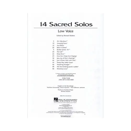 14 Sacred Solos - Low Voice