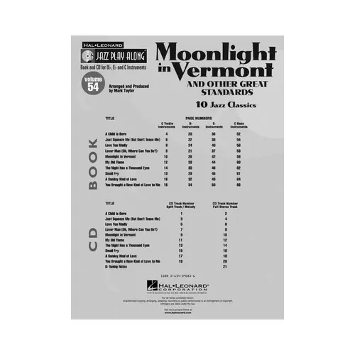 Moonlight In Vermont  - Jazz Play Along Vol. 54