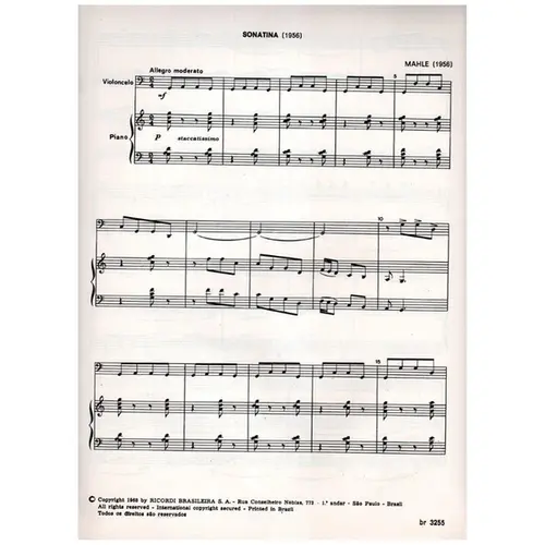 Sonatina (1956) Para Violoncelo (Viola) E Piano