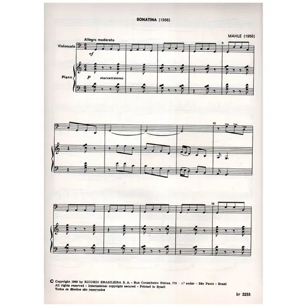 Sonatina (1956) Para Violoncelo (Viola) E Piano