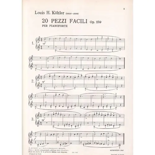 20 Pezzi Facili - Op. 159  (Edição Antiga)