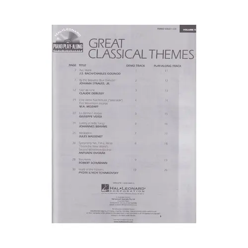 Great Classical Themes - Piano Play-Along Volume 97