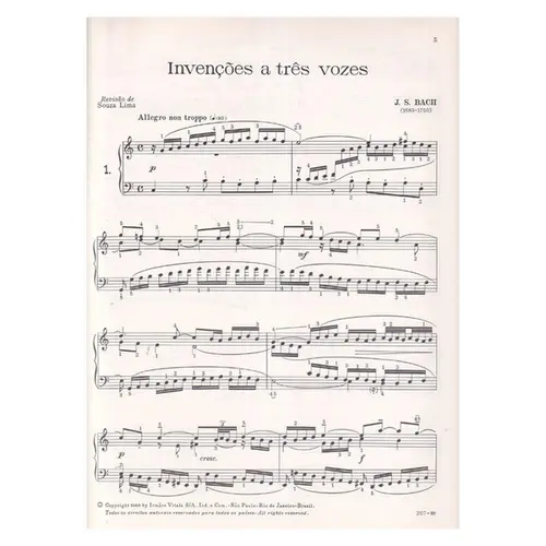 Invenções A Tres Vozes  (Revisão Sousa Lima)  (Edição Antiga)