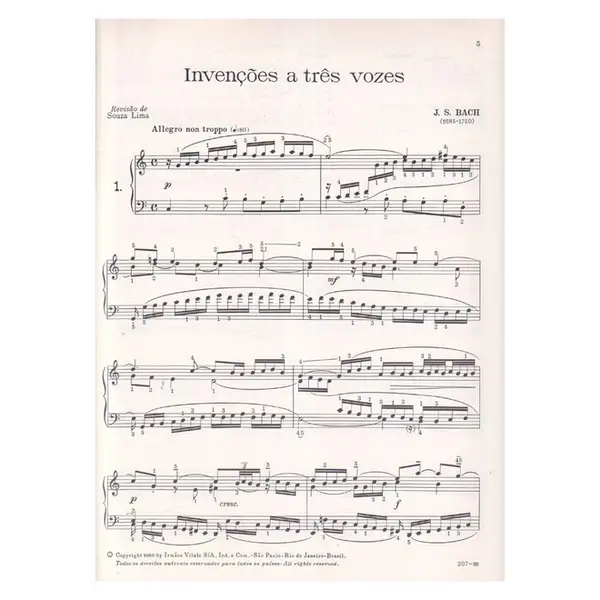 Invenções A Tres Vozes  (Revisão Sousa Lima)  (Edição Antiga)