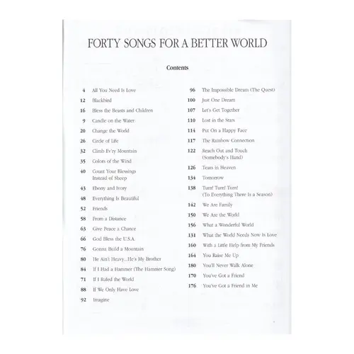 Forty Songs For A Better World - Songs Of Hope, Love, Courage And Peace
