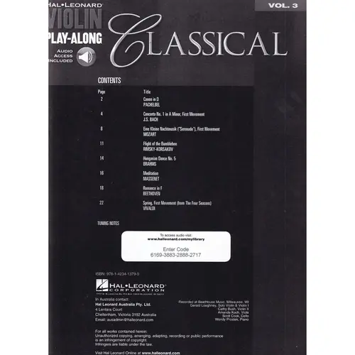 Classical  - Violin Play-Along Vol.3