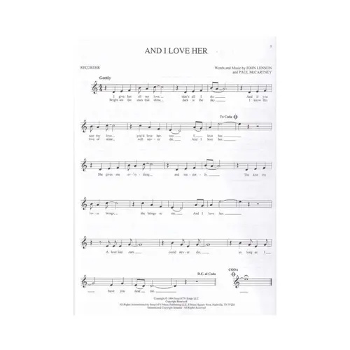 Beatles Favorites - Recorder Songbook