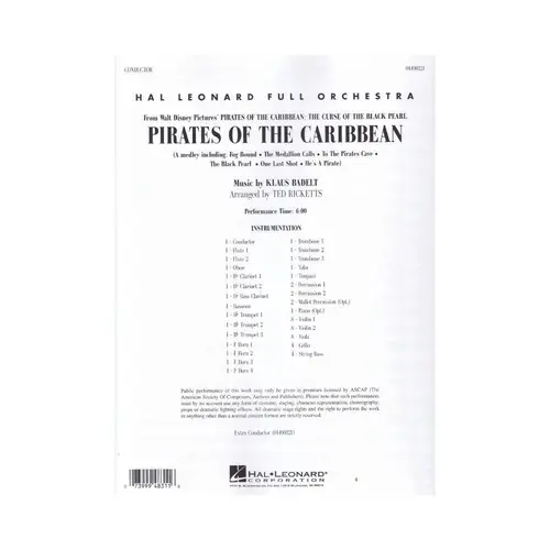 Pirates Of The Caribbean - Full Orchestra (Score+Parts)