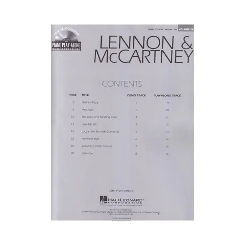 Lennon E Maccartney - Piano Play-Along Vol.28