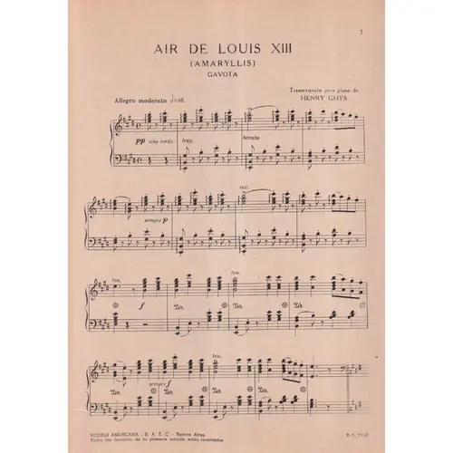 Air De Louis XIII (Amaryllis) - Gavota
