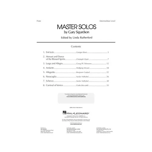 Master Solos - Intermediate Leve - Flute