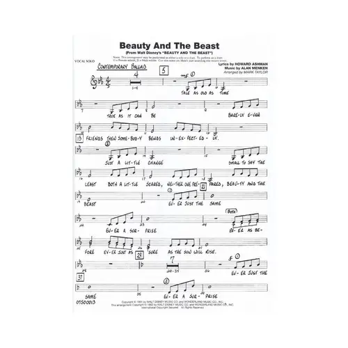 Beauty And The Beast - Vocal Solo With Jazz Ensemble Series Key: Eb-F-Ab