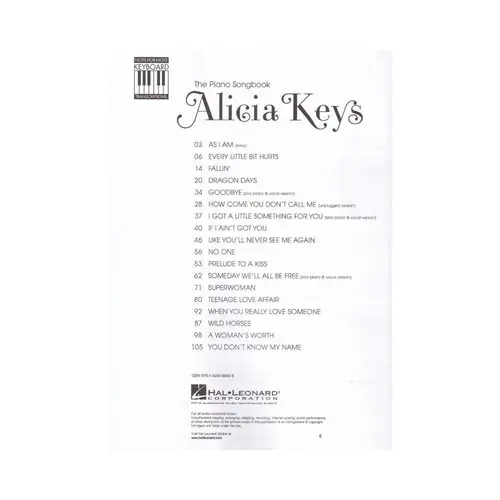 The Piano Song Book Alicia Keys