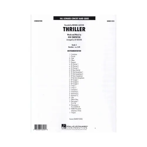 Thriller - Concert Band - Grade 3