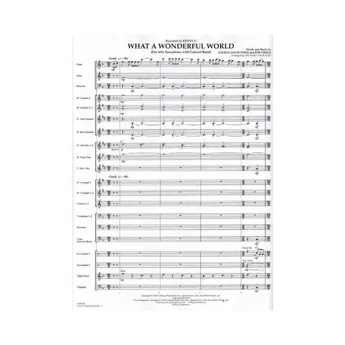 What A Wonderful World For Alto Sax With Concert Band (Score + Parts)