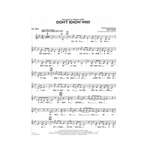Don't Know Why - Vocal Solo With Jazz Ensemble Series (Score+Parts)