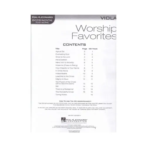 Worship Favorites - Viola - Instrumental Play-Along