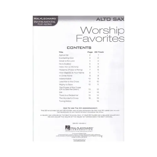 Worship Favorites - Alto Sax - Instrumental Play-Along