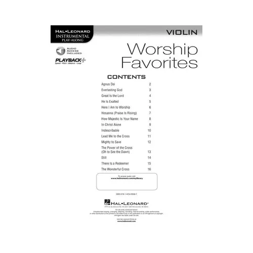 Worship Favorites - Violin - Instrumental Play-Along